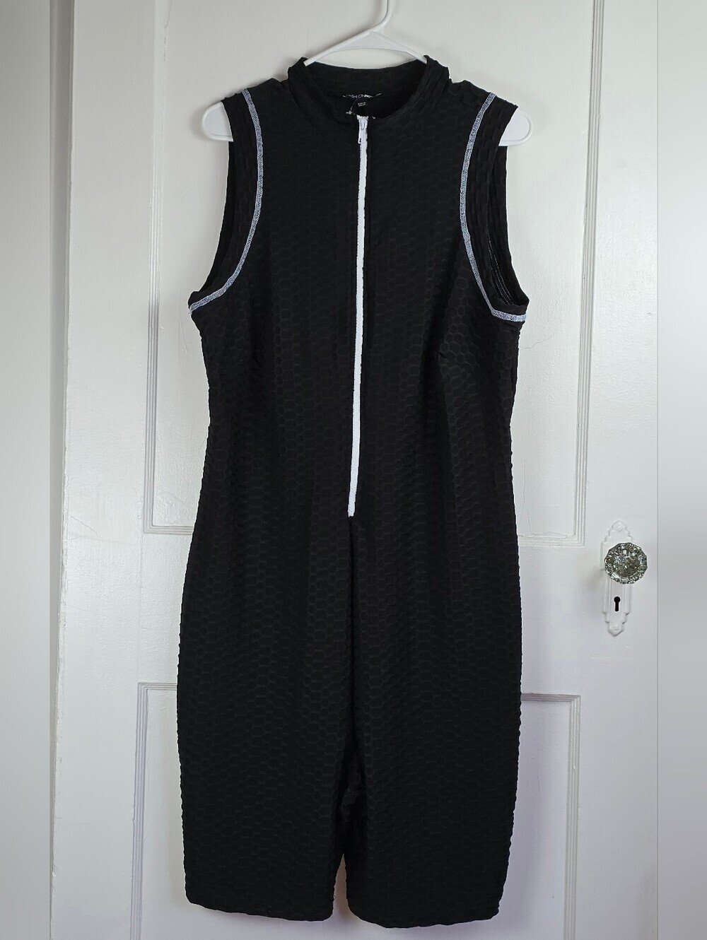 Fashion Nova Black Knit Honeycomb Romper NEW 2X